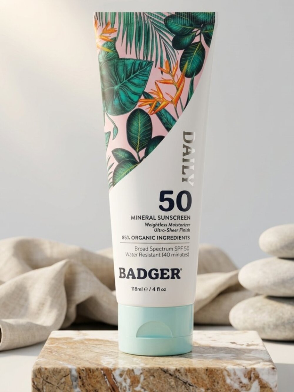 New Badger Daily 50 Mineral Sunscreen & Weightless Moisturizer - 4 fl oz